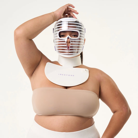 iRESTORE Face Mask and Neck & Chest Mask on model