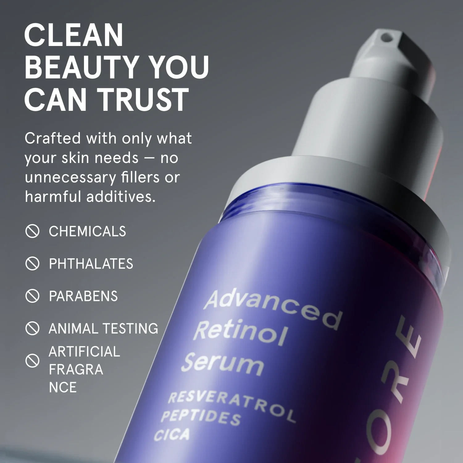 clean beauty and product ingredients on a gray background