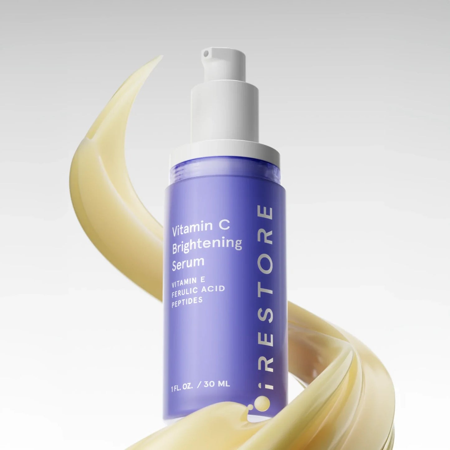 Vitamin C brightening serum bottle with a white background